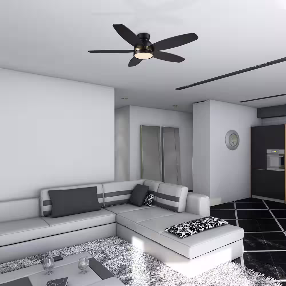 CARRO Povjeta 48 in. Color Changing Integrated LED Indoor Black 10-Speed DC Ceiling Fan with Light Kit and Remote Control