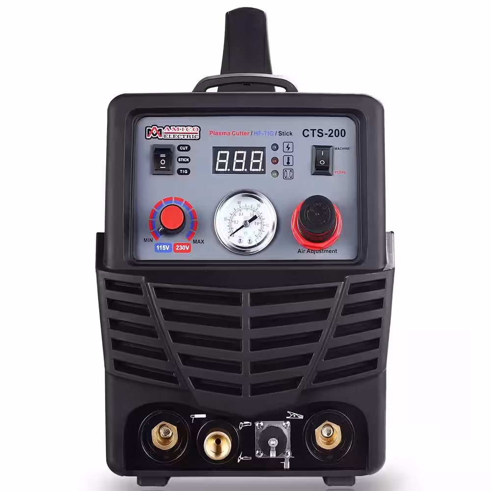 AM AMICO ELECTRIC Plasma Cutter/TIG/Stick Arc 3-in-1 Combo DC Welder 50A-Plasma Cutter 200A-TIG-Torch 200A-Stick Arc Welding Machine