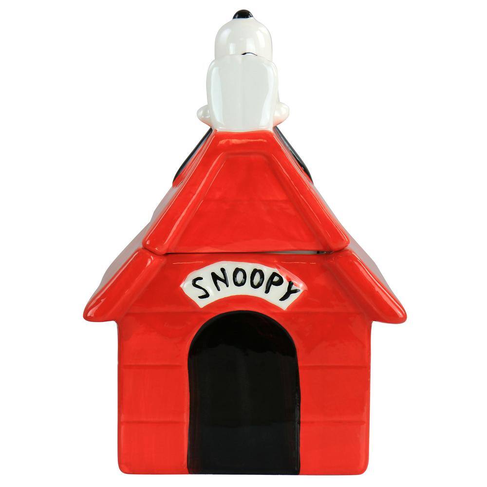Gibson Peanuts Classic Snoopy Dog House Durastone 11.2 in. Cooke Jar in Red