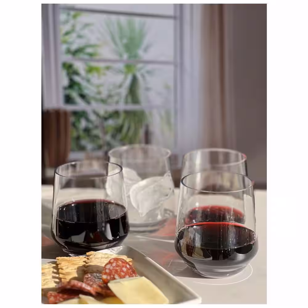 None 12 oz. Clear Acrylic Wine Glasses Set (Set of 4)