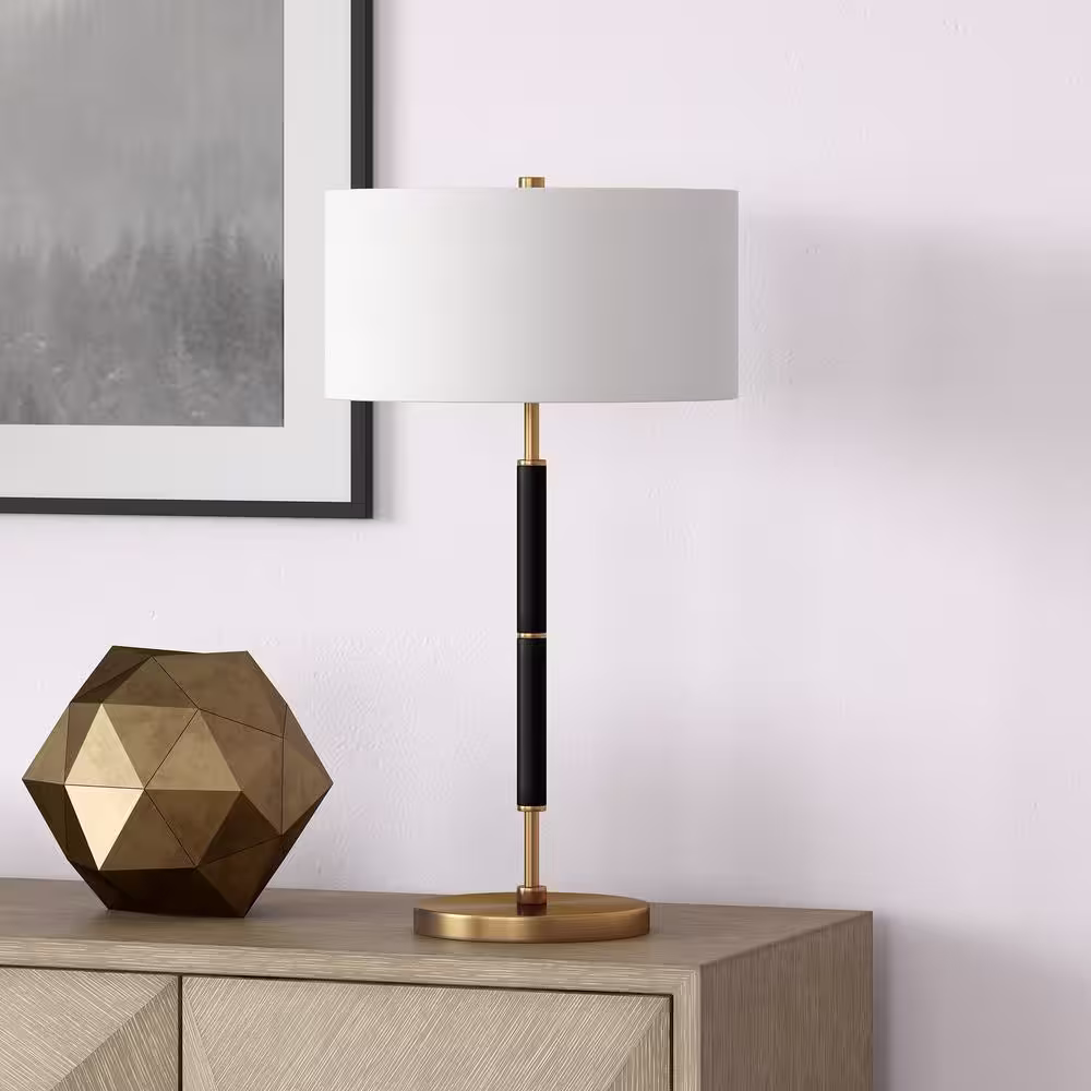Meyer&Cross Simone 25 in. Brass and Black Table Lamp