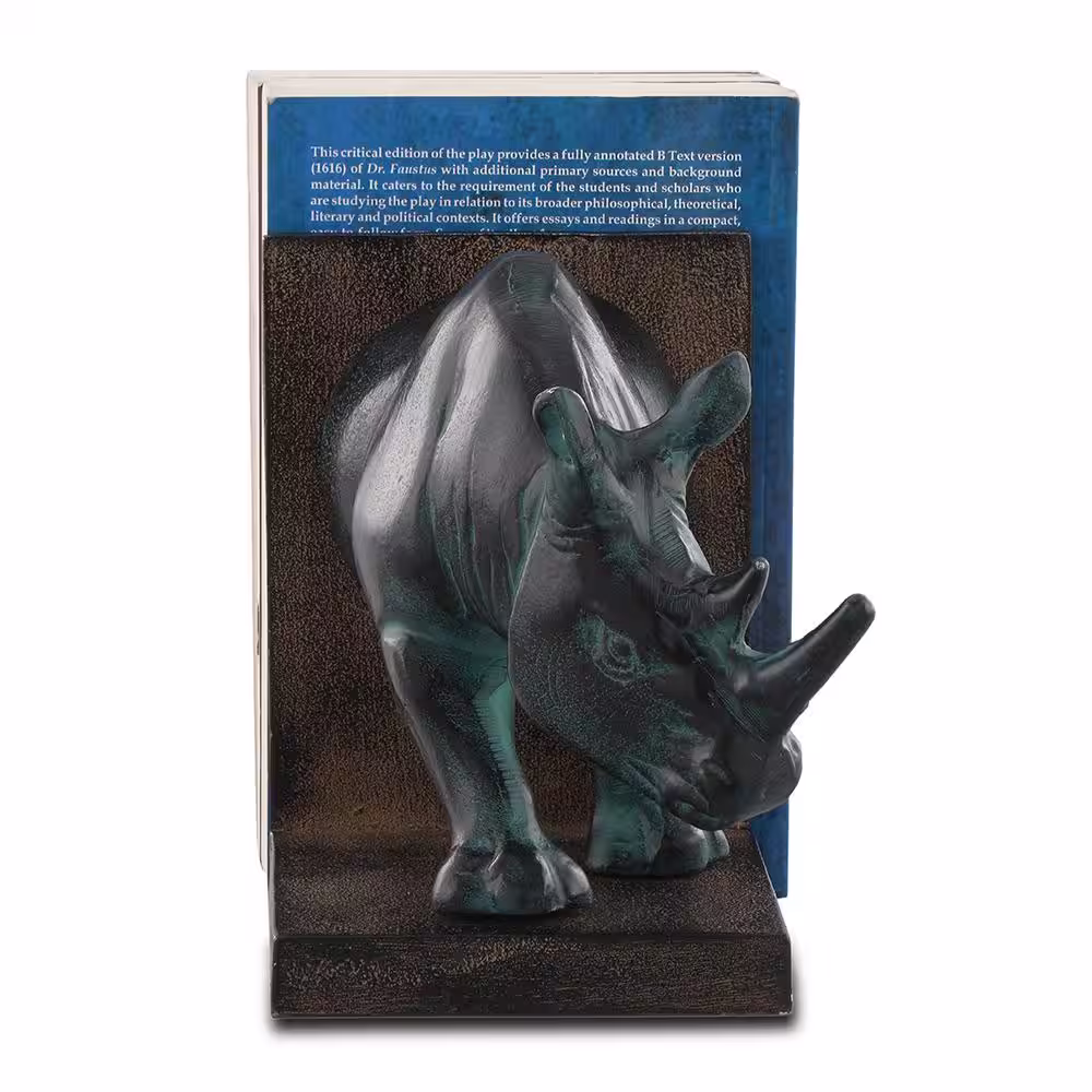 None Black Metal Rhinoceros Bookends (Set of 2)