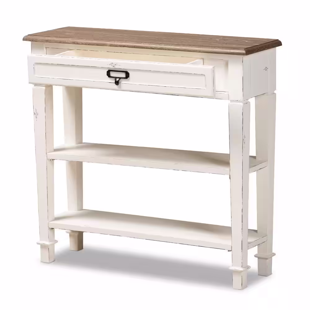 Baxton Studio Dauphine 32 in. White Rectangle Wood Console Table with Drawers
