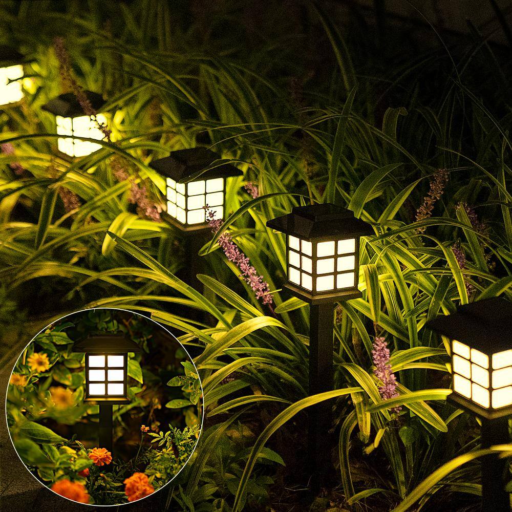 None Solar Black Integrated LED Path Light with Waterproof (8-Pack)