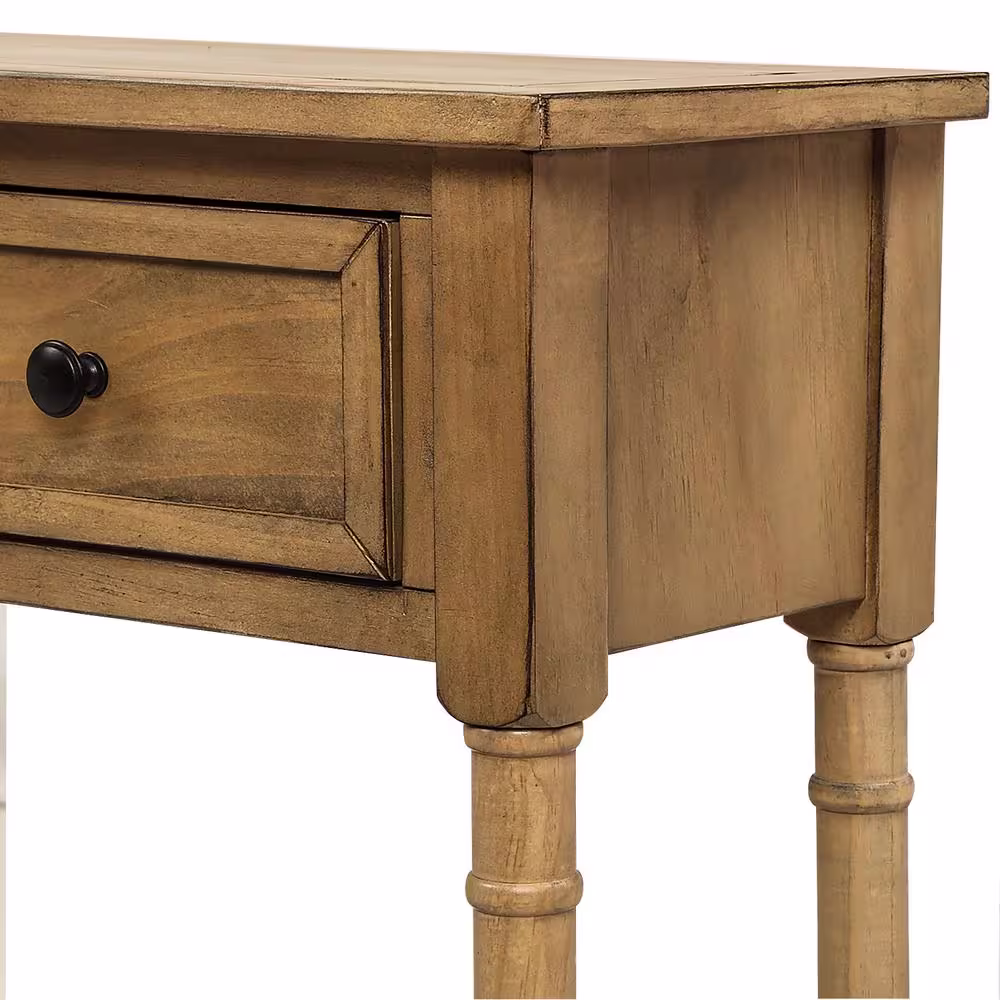 Harper & Bright Designs 58 in. Brown Standard Rectangle Wood Console Table with Drawers