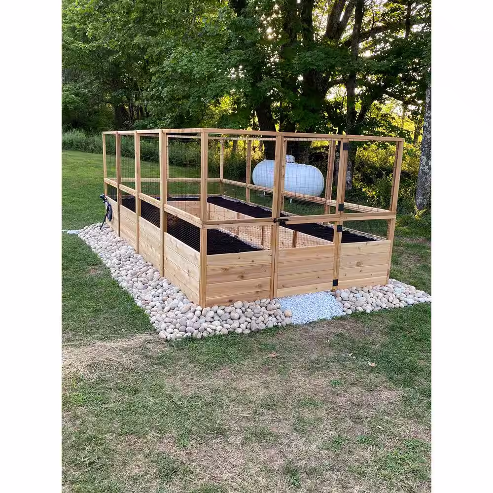 Outdoor Living Today 8 ft. x 16 ft. Cedar Garden in a Box with Deer Fencing