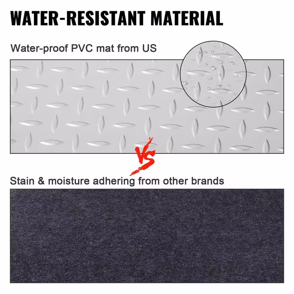 VEVOR Garage Floor Mat 3.9 ft. W x 6.56 ft. L Anti-Slide Diamond Texture Silver Garage Mats PVC Vinyl Garage Flooring Roll