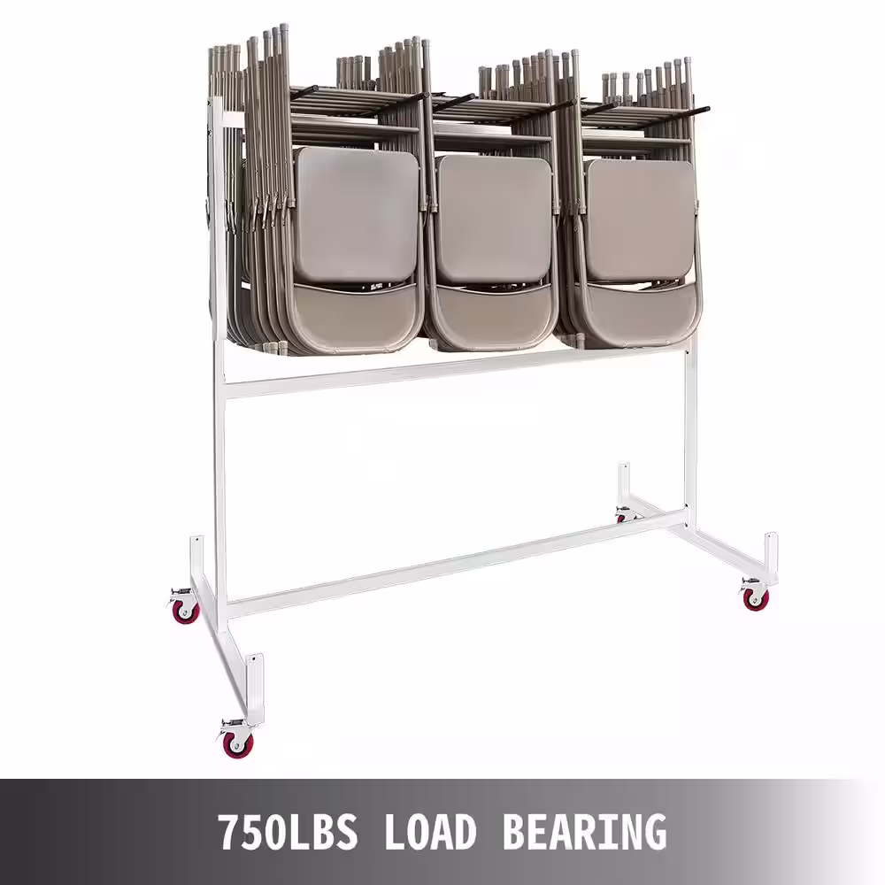 VEVOR Folding Chair and Table Cart 750 lbs. Capacity Combo Cart for 42 Chairs and 12 Tables White Frame Folding Chair Racks