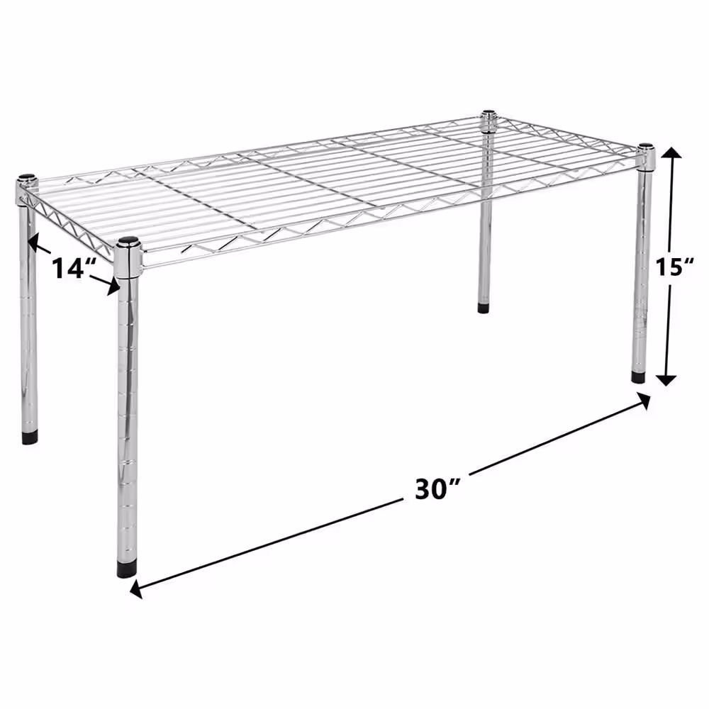 None Chrome 1-Tier Heavy Duty Metal Garage Storage Shelving Unit (30 in. W x 15 in. H x 14 in. D)