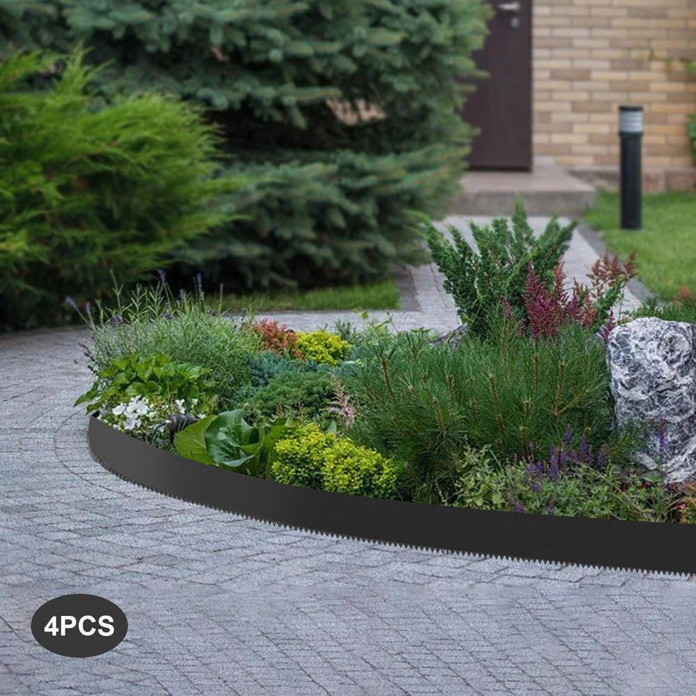 None 40 in. x 8 in. Black Metal Garden Edging Landscape Edging Lawn Edge for Garden Yard (4-Pieces)