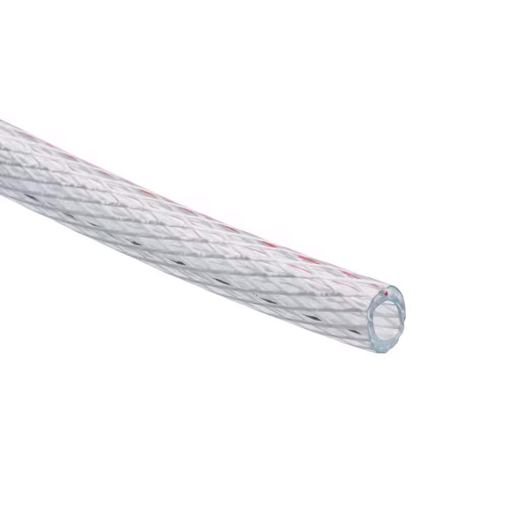 HYDROMAXX 5/8 in. I.D. x 3/4 in. O.D. x 100 ft. Braided Clear Non Toxic, High Pressure, Reinforced PVC Vinyl Tubing