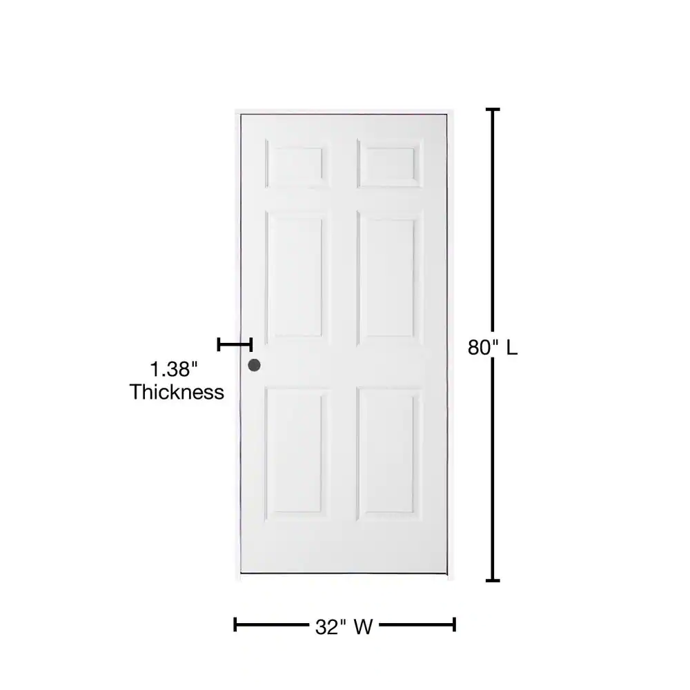 JELD-WEN 32 in. x 80 in. 6 Panel Colonist Primed Right-Handed Textured Molded Composite Single Prehung Interior Door