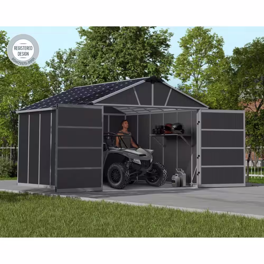 CANOPIA by PALRAM Yukon 11 ft. x 13 ft. Dark Gray Garage Shed