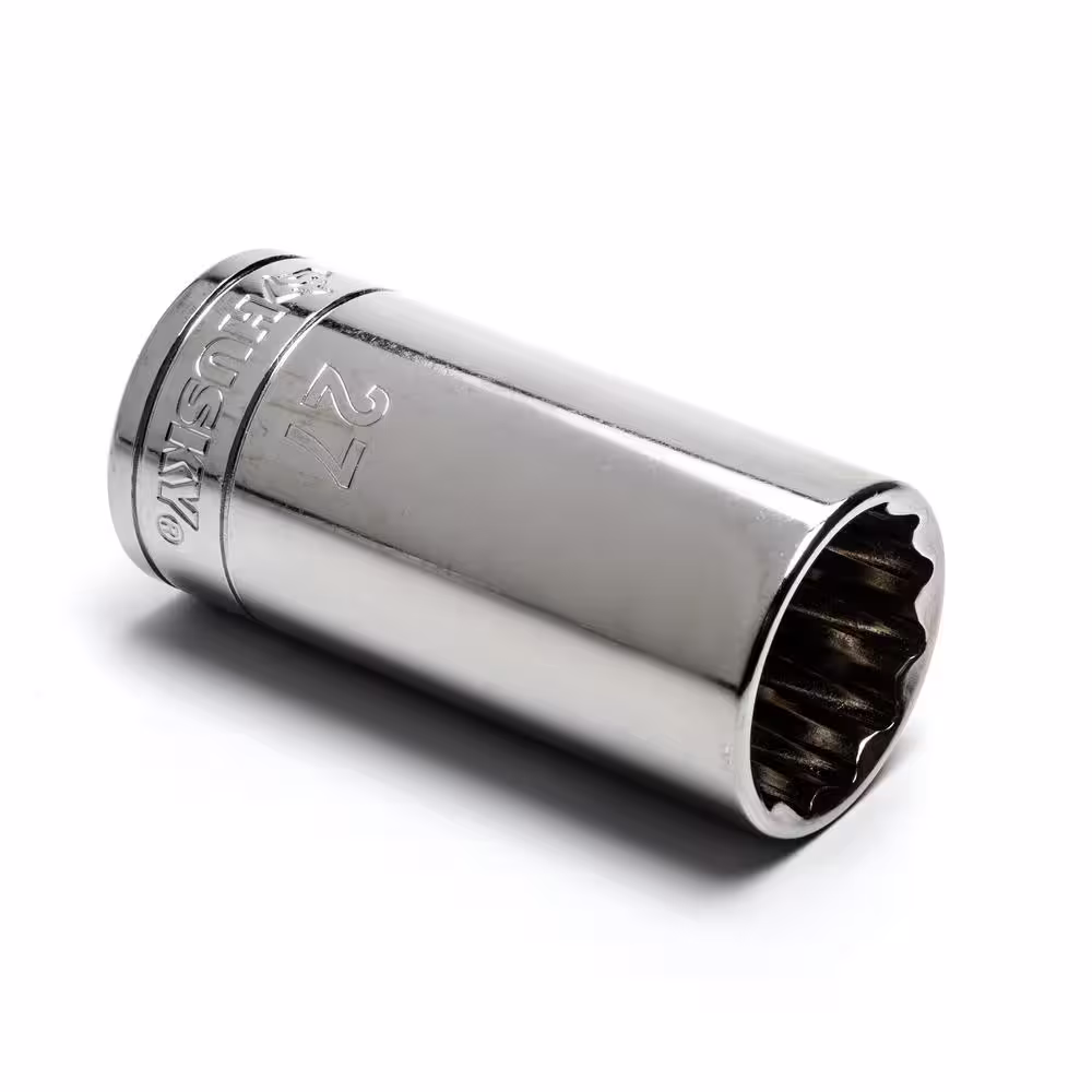 Husky 1/2 in. Drive 27 mm 12-Point Metric Deep Socket