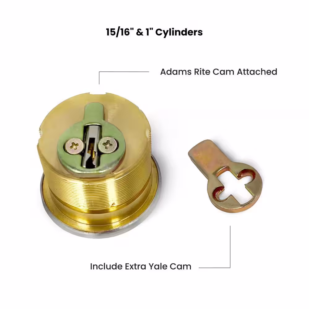 Premier Lock 1 in. Solid Brass Thumbturn Mortise Cylinder with Satin Chrome Finish