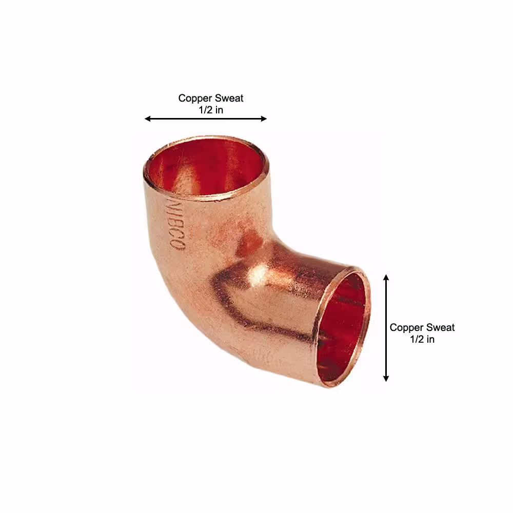 Everbilt 1/2 in. Copper Pressure 90-Degree Cup x Cup Elbow Fitting