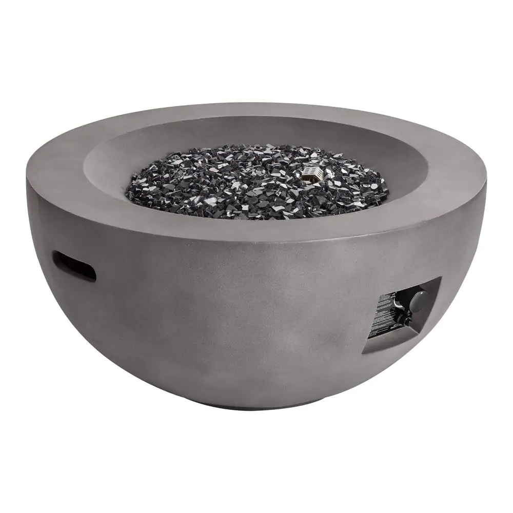 Hampton Bay Grove Park 36 in. x 18 in. Round Concrete Propane Gas Fire Pit