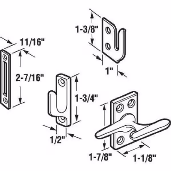 Prime-Line Casement Lock, Chrome, 3 Keepers, Screws (1-set)