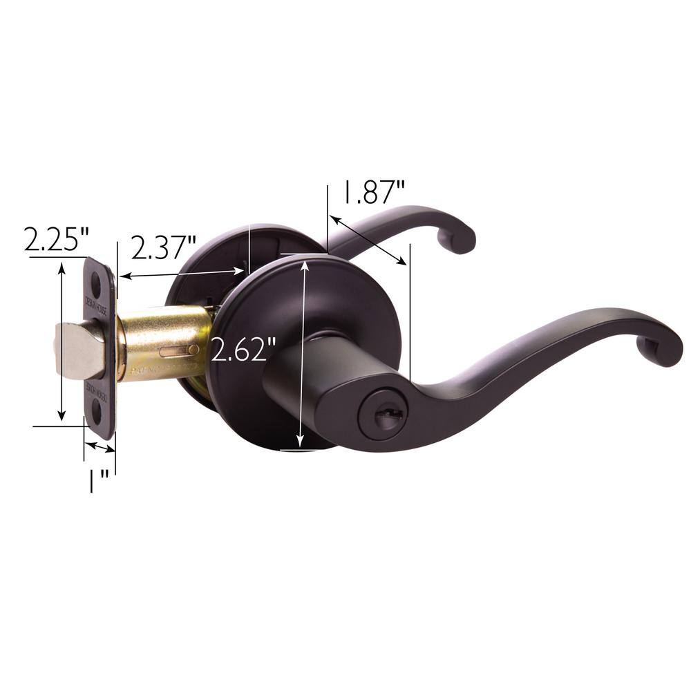 Design House Scroll Matte Black Keyed Entry Door Lever