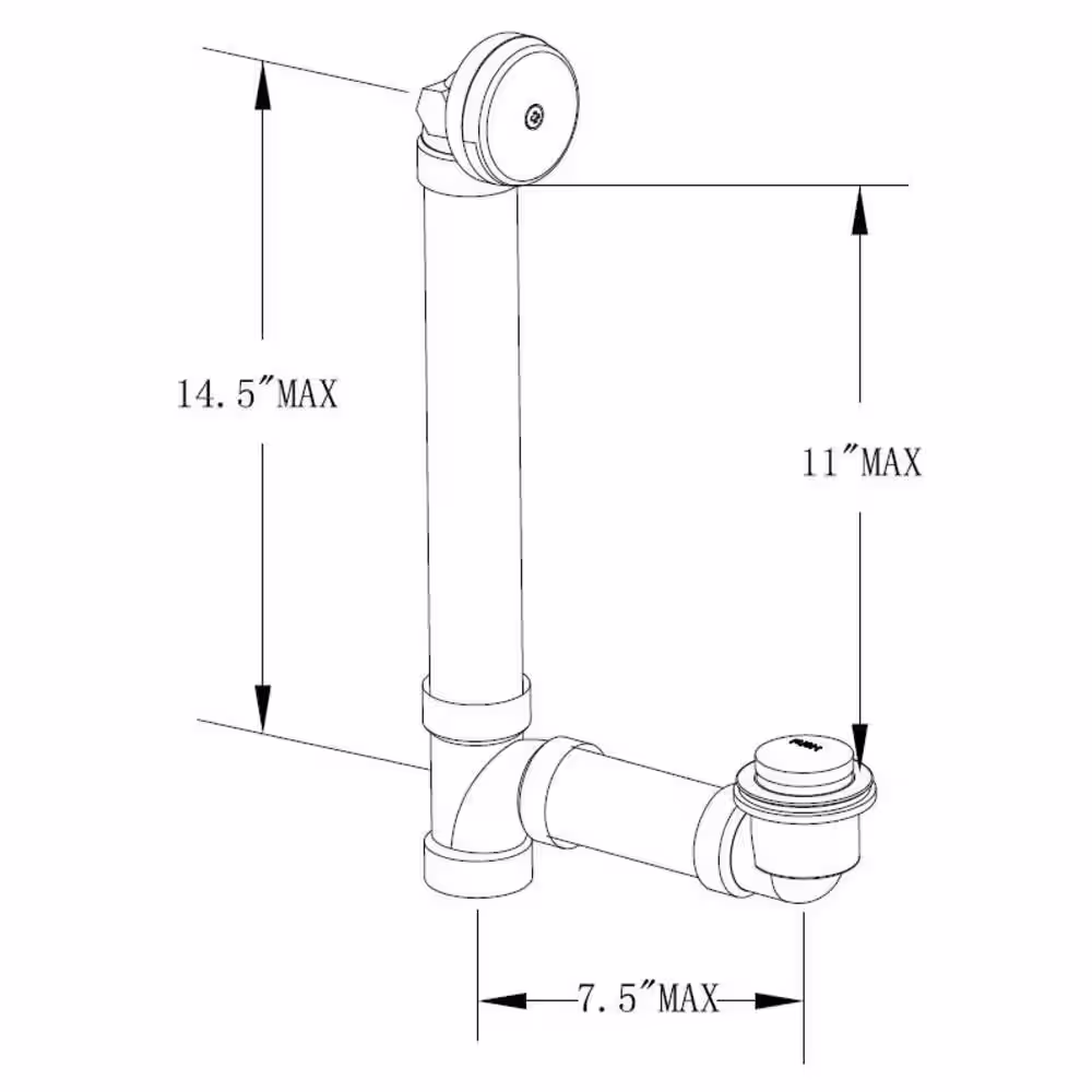 Everbilt Easy Touch 1-1/2 in. Schedule 40 Black ABS Pipe Bath Waste and Overflow Drain in Chrome