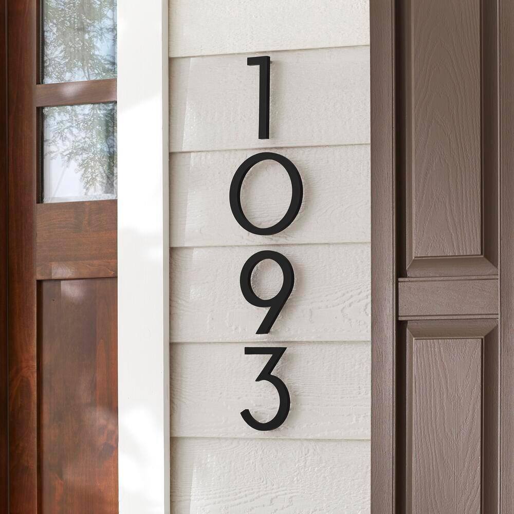 Everbilt 10 in. Matte Black Aluminum Floating or Flat Modern House Number 9