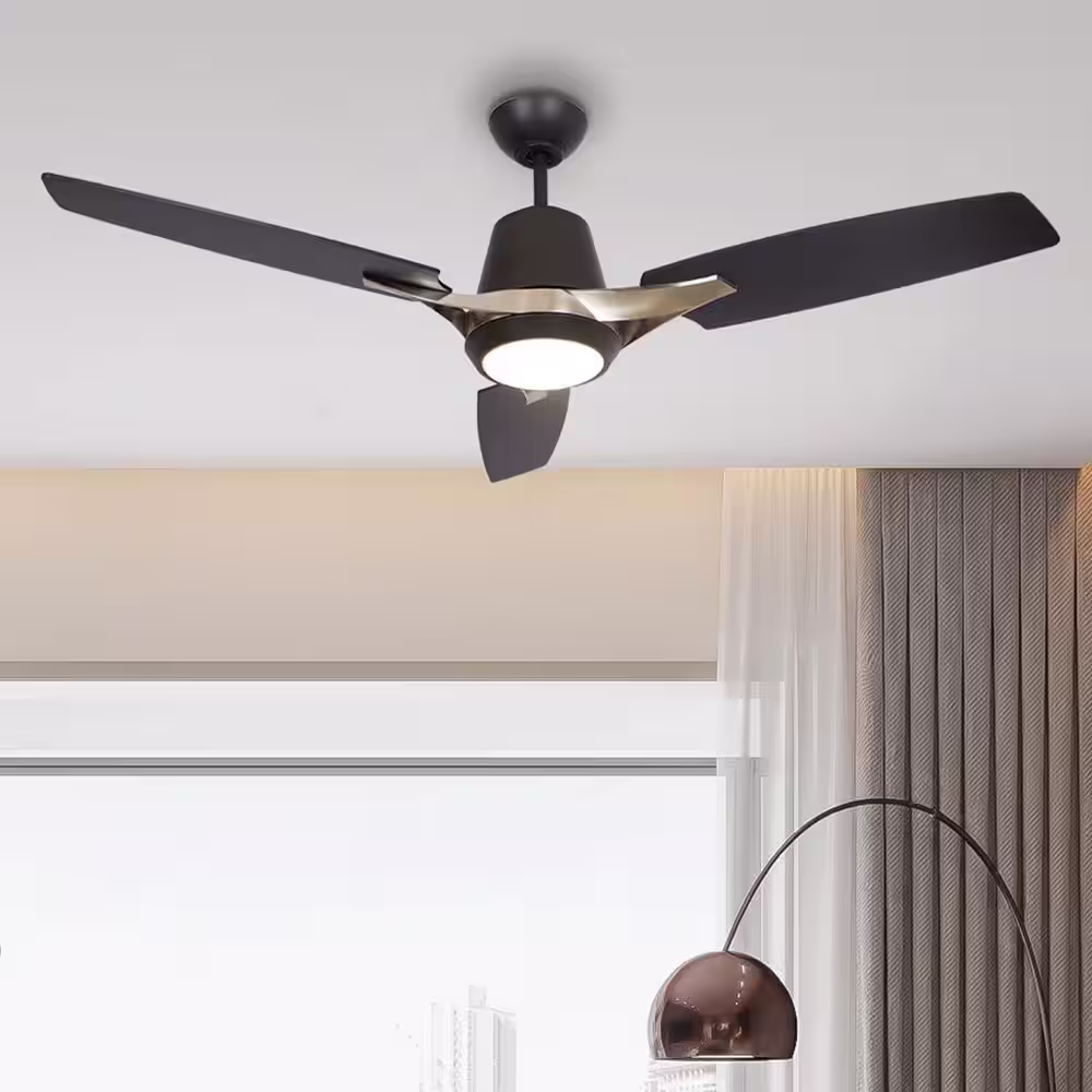 CARRO Exton 52 in. Integrated LED Indoor Black Smart Ceiling Fan with Light Kit and Wall Control, Works with Alexa/Google Home