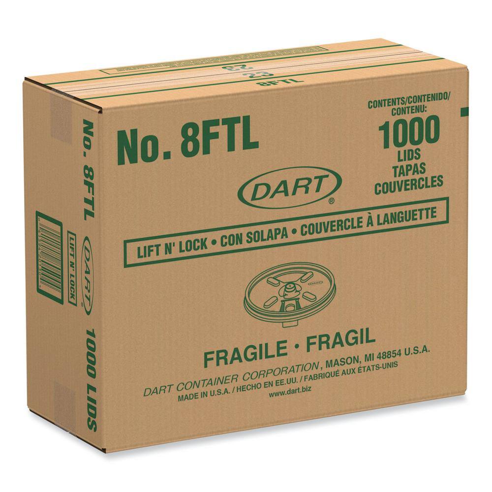 DART Lift n' Lock White Disposable Plastic Cup Lids, Hot Drinks, Fits 6 oz. to 10 oz. Cups, 1,000 / Carton