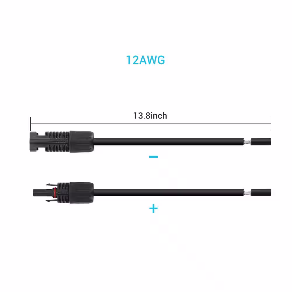 Renogy 9 in. 12 AWG Solar Panel and Charge Controller Connector Adaptor Kit Cables