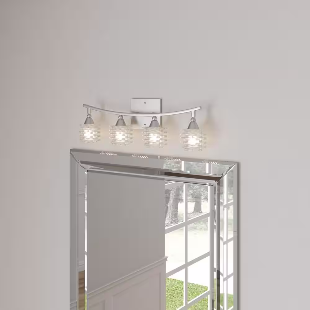 Titan Lighting Matrix 4-Light Satin Nickel Bath Bar Light
