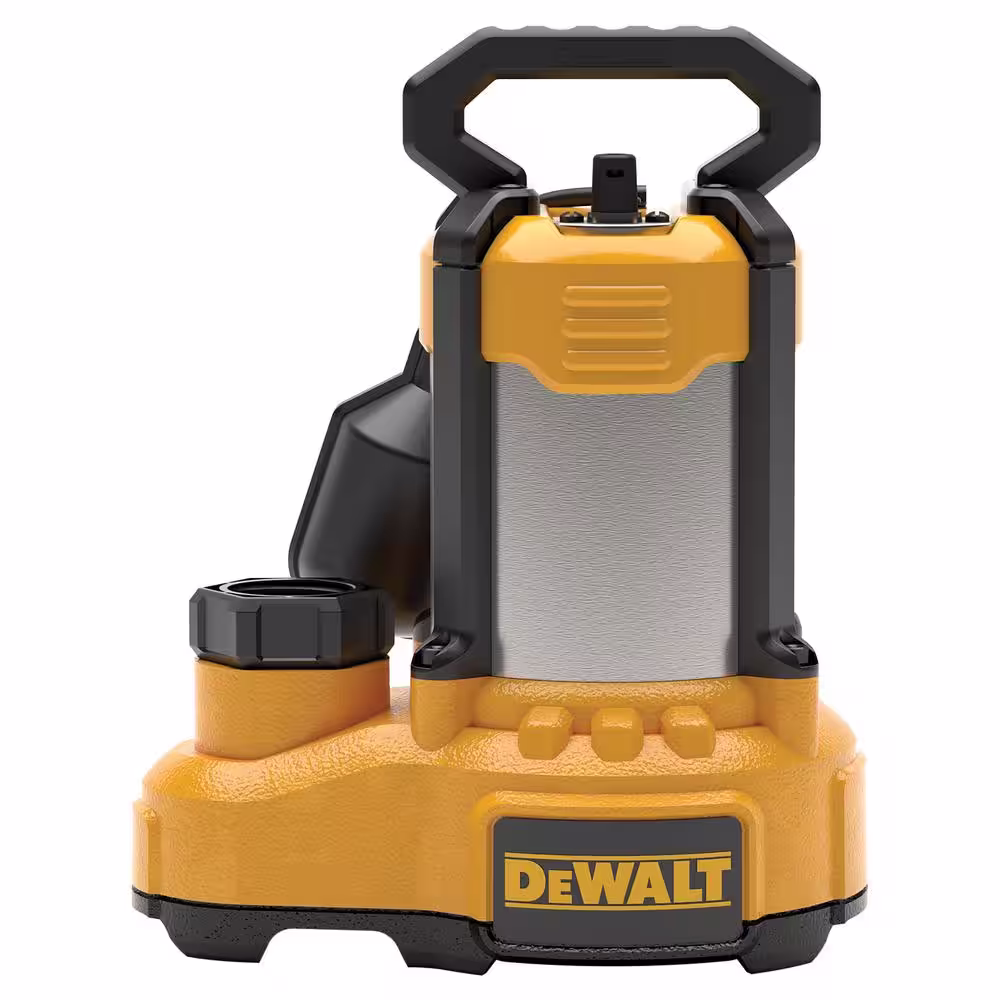 DEWALT 1/2 HP Stainless Steel/Cast Iron Submersible Sump Pump, Tethered Switch