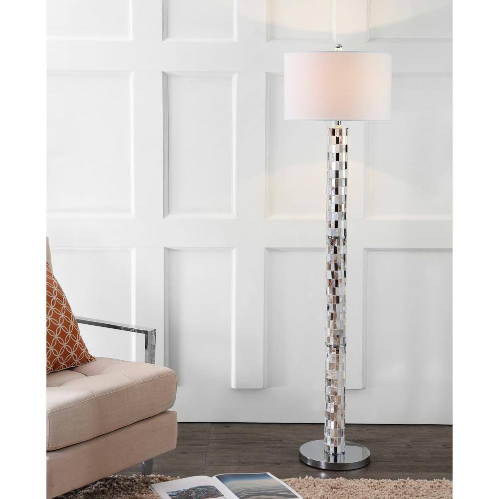 JONATHAN Y Liam Cream 63.5 in. Seashell Mosaic Floor Lamp