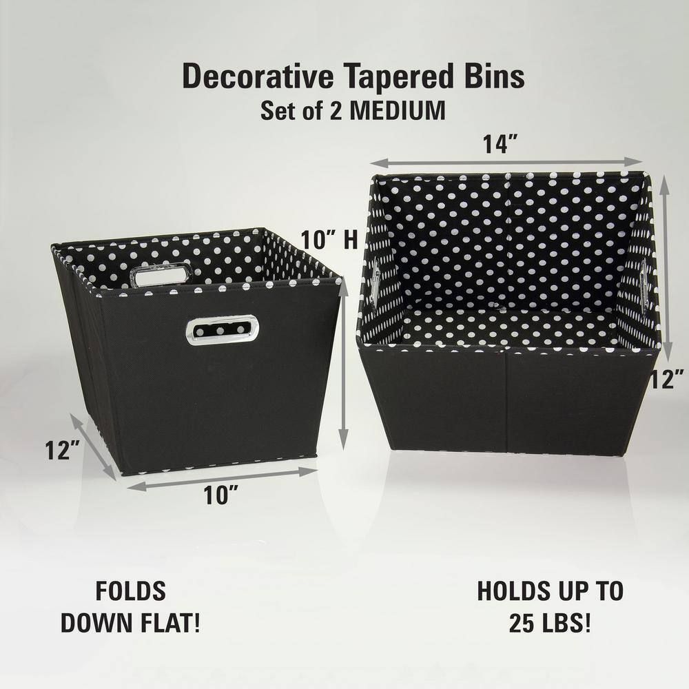 Home Essentials 10 in. H x 12 in. W x 14 in. D Black Canvas Cube Storage Bin 2-Pack