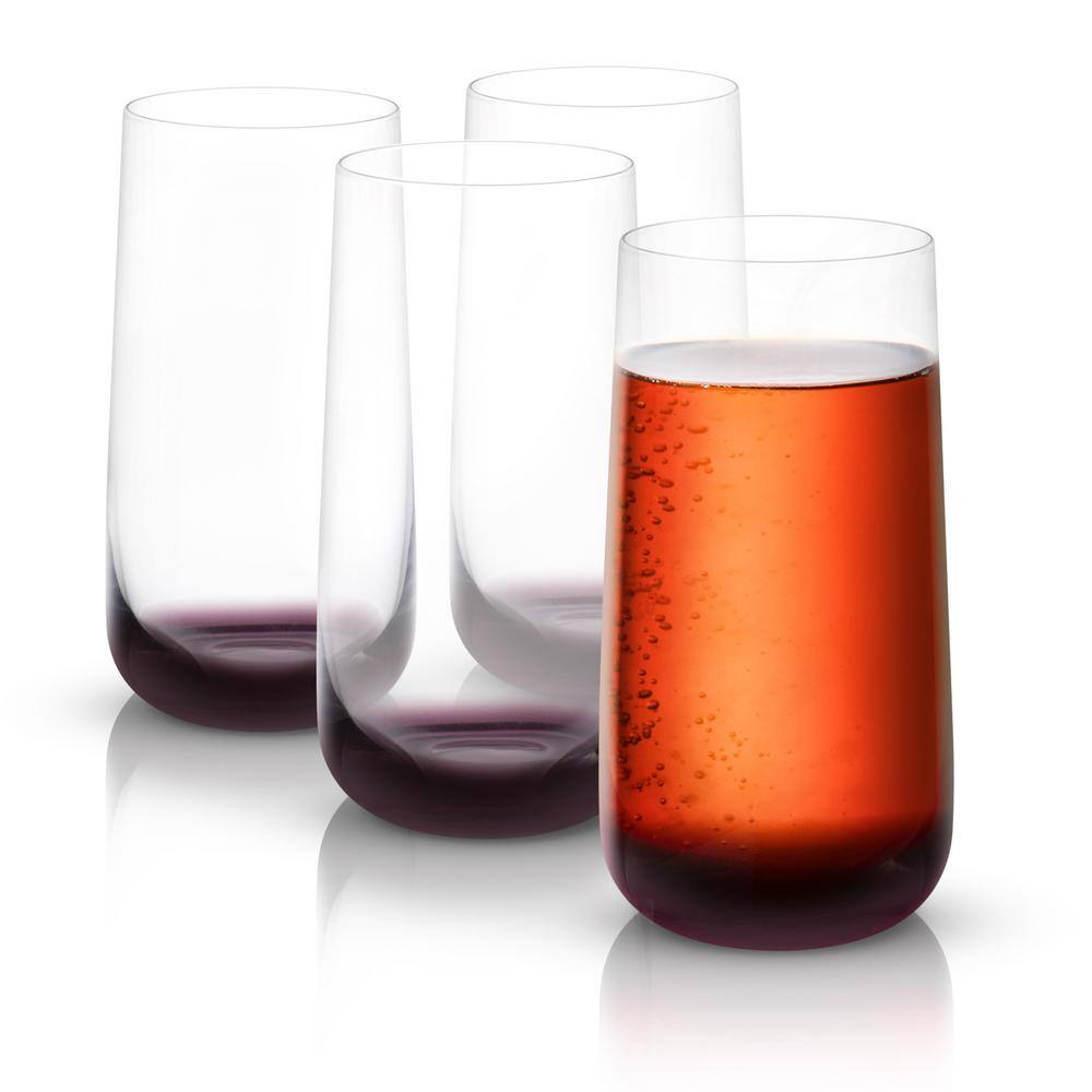 JoyJolt 18.2 oz. Black Swan Highball Glasses (Set of 4)
