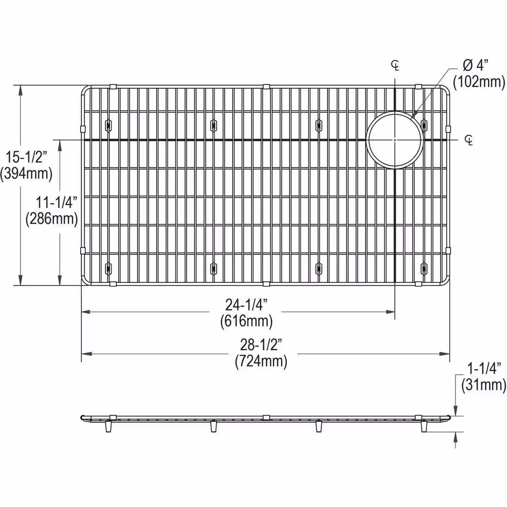 Elkay Crosstown 28.5 in. x 15.5 in. Bottom Grid for Kitchen Sink in Stainless Steel