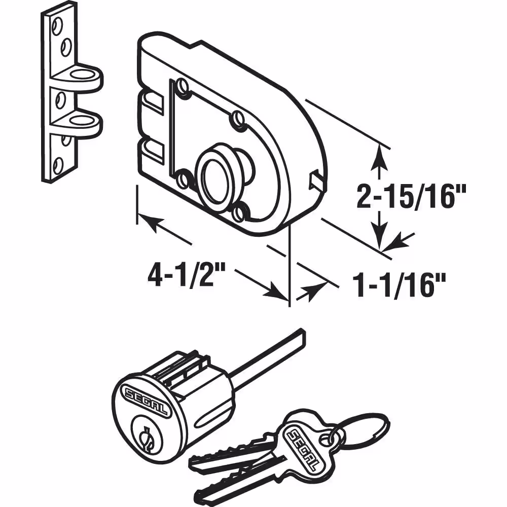 Prime-Line Bronze Deadlock with Single Cylinder and Angle Strike, Chrome Finish, Deadbolt