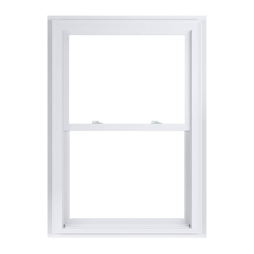 American Craftsman 33.75 in. x 48.75 in. 70 Series Low-E2 Argon PS Glass Double Hung White Vinyl Fin with J Window, Screen Incl