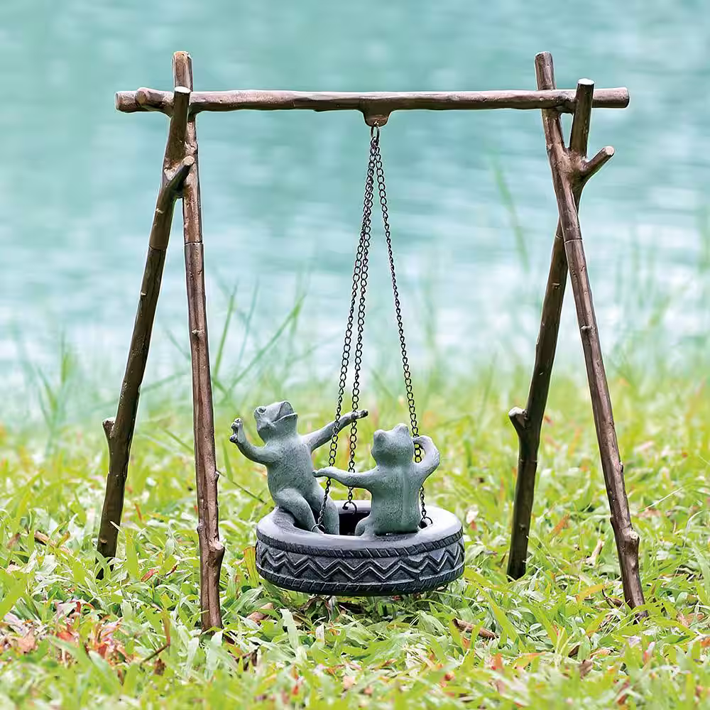 None Tire Swing Frogs Garden Statue