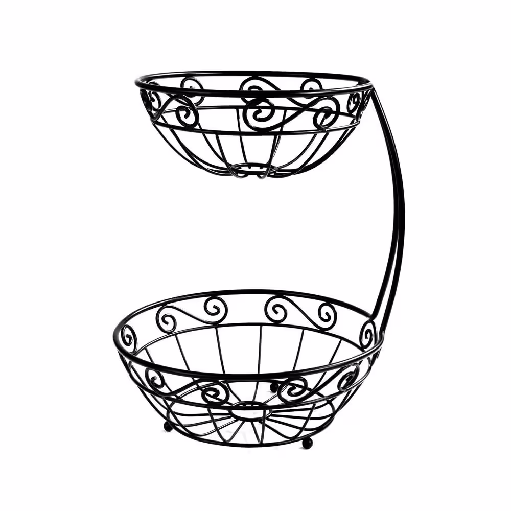 Spectrum Diversified Scroll 12.5 in. x 10 in. x 10.5 in. Steel Arched 2-Tier Server in Black
