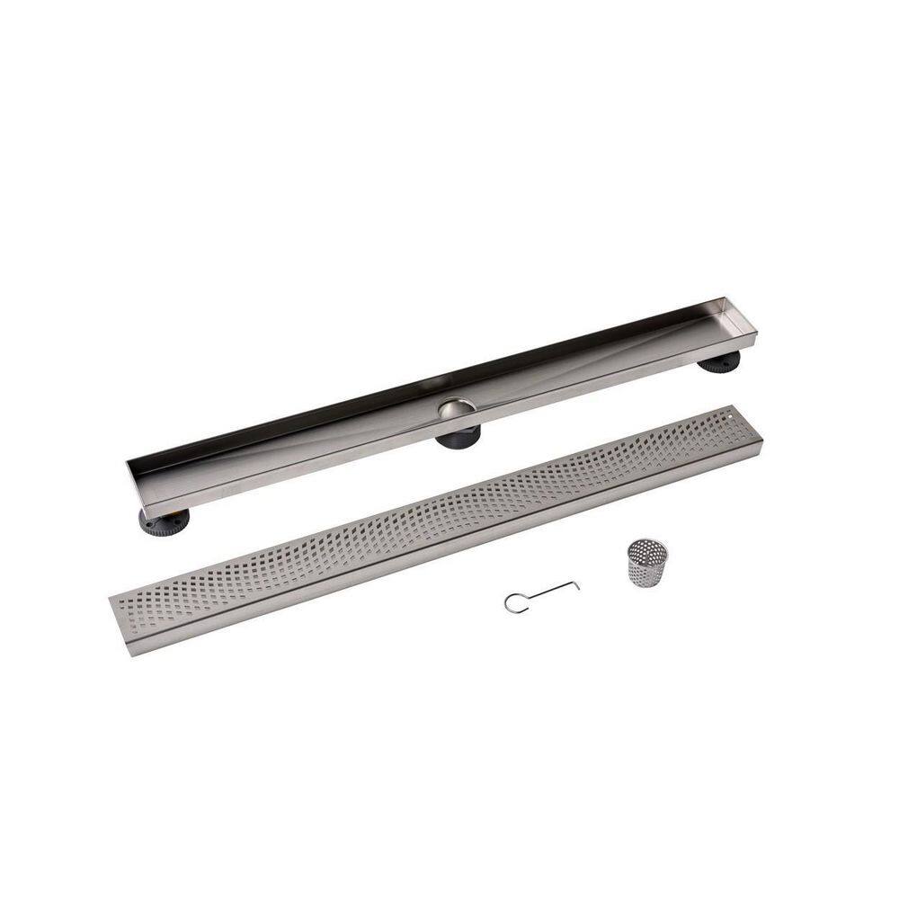 Oatey Designline 32 in. Stainless Steel Linear Shower Drain with Wave Pattern Drain Cover