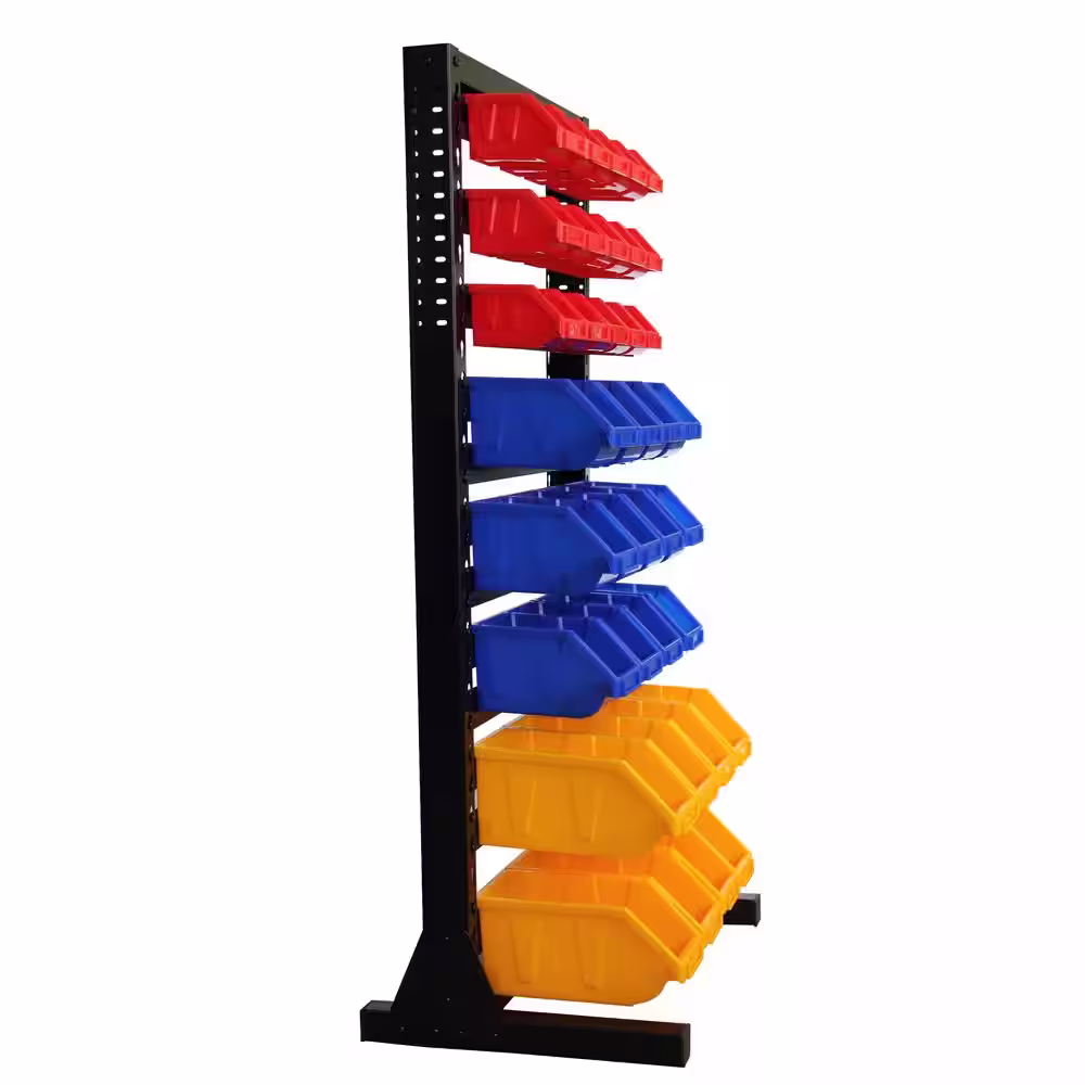None Black 8-Tier Haning Bin Storage System Garage Storage Rack (35 Plastic Bins in 8 Tier)