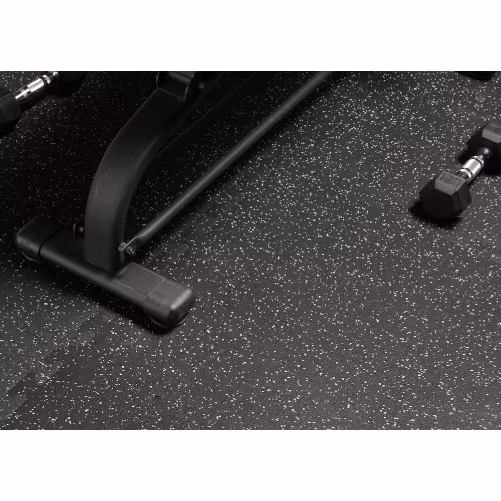 None Black with Gray Speck 24 in. x 24 in. Finished Corner Recycled Rubber Floor Tile (16 sq. ft./ case)