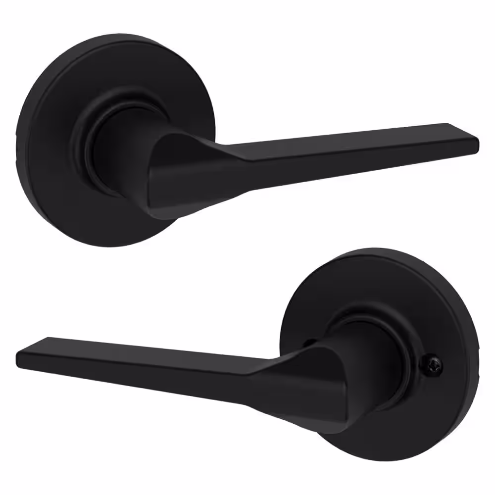 Kwikset Hollis Round Rose Matte Black Passage Hall/Closet Door Lever