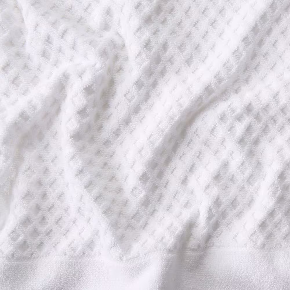 THE CLEAN STORE 6 Piece White Cotton Diamond Bath Towel Set (2 Bath Towels, 2 Hand Towels and 2 Washcloths)