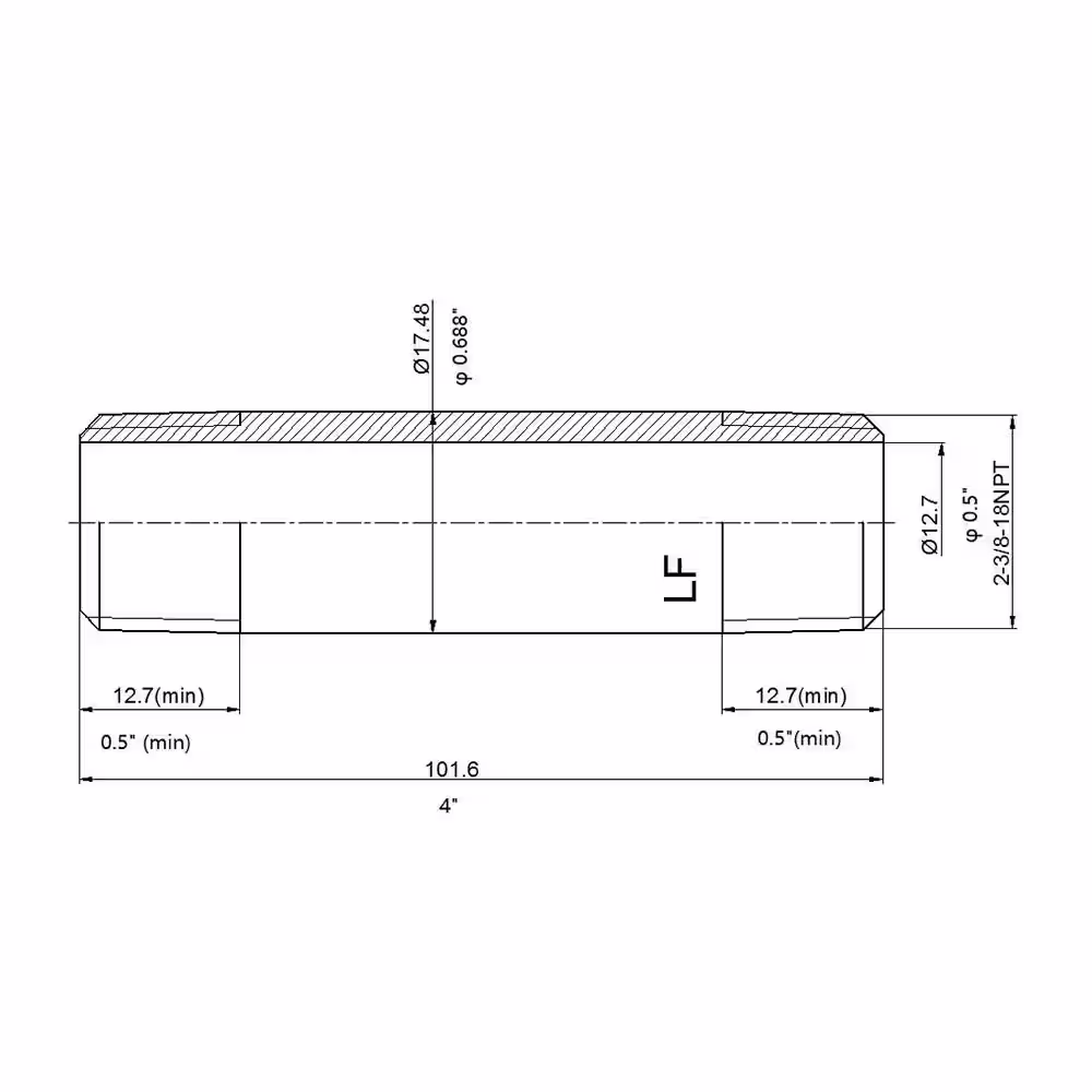 Everbilt 3/8 in. x 4 in. MIP Brass Nipple Fitting