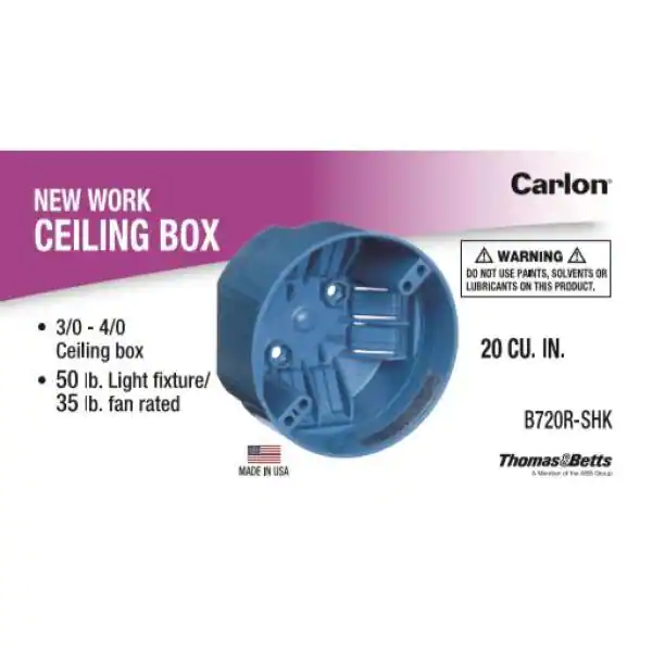 Carlon 4 in. 20 cu. in. PVC New Work Electrical Ceiling Box
