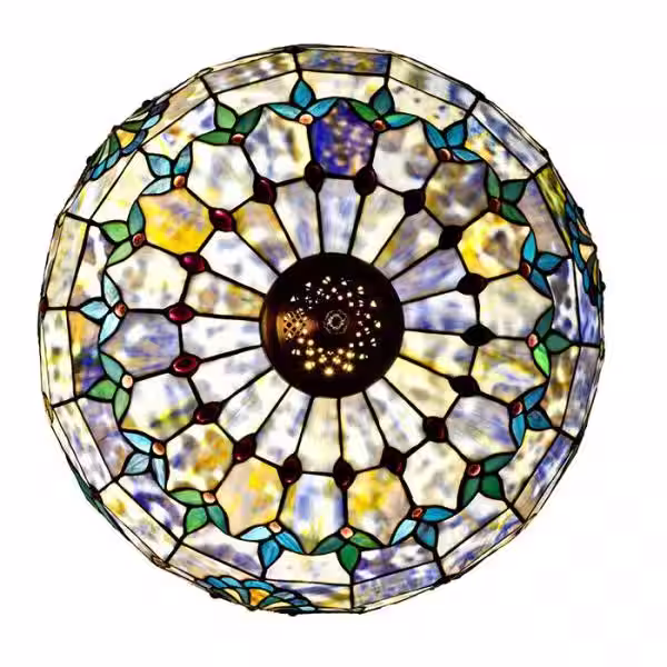 River of Goods 64 in. Blue Indoor Floor Lamp with Stained Glass Allistar Shade