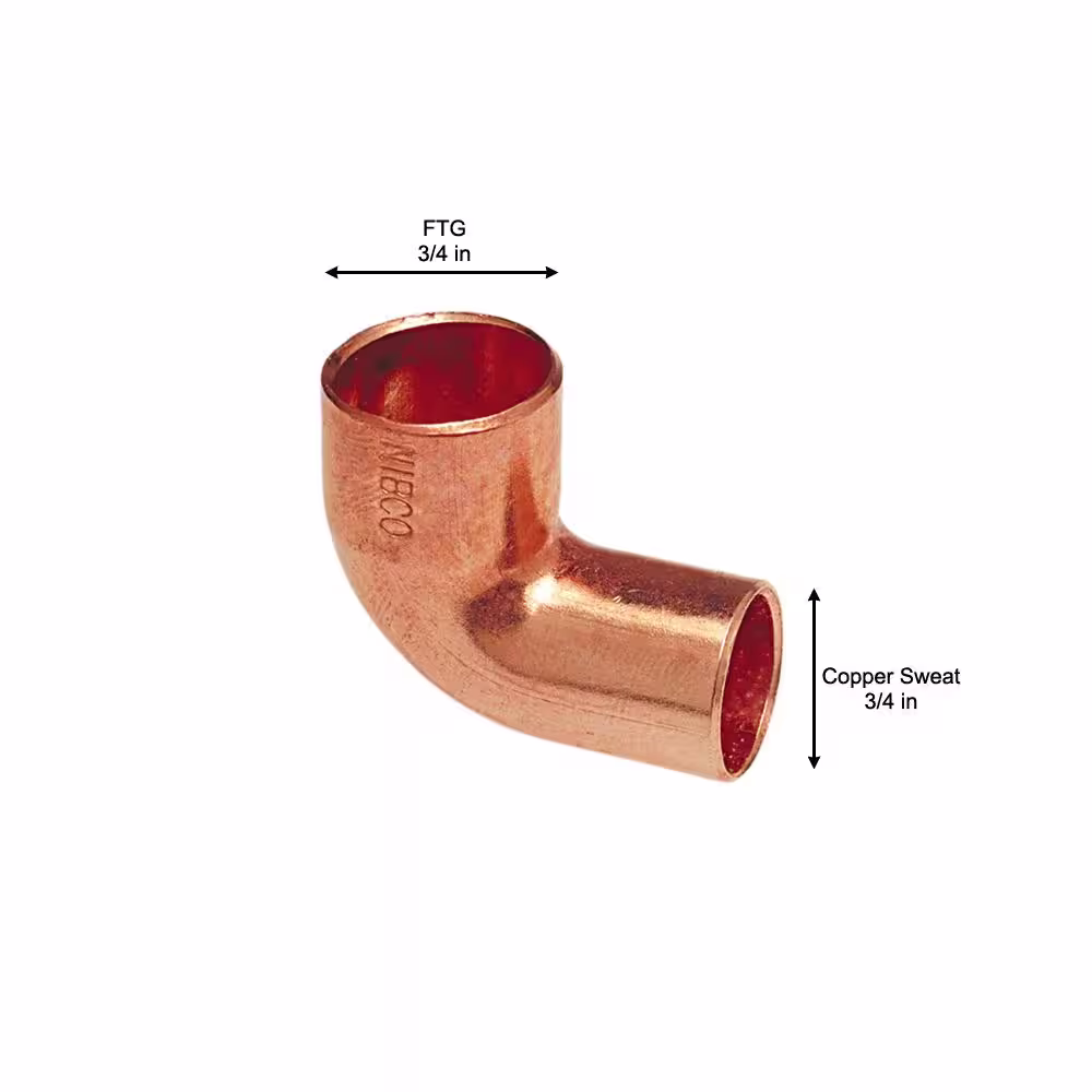 Everbilt 3/4 in. Copper Pressure 90-Degree Fitting x Cup Street Elbow