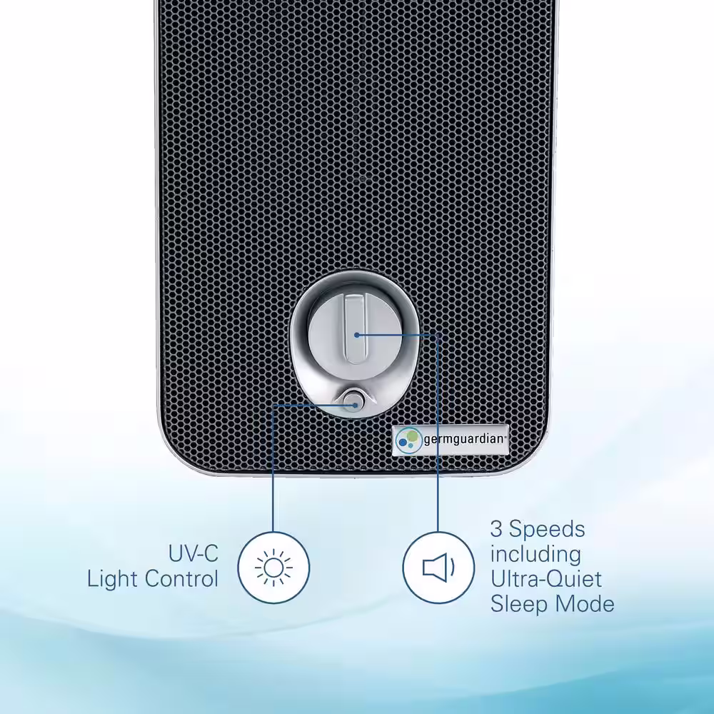 GermGuardian 4-in-1 Tabletop Air Purifier with HEPA filter, UV Sanitizer for Small Rooms, Grey
