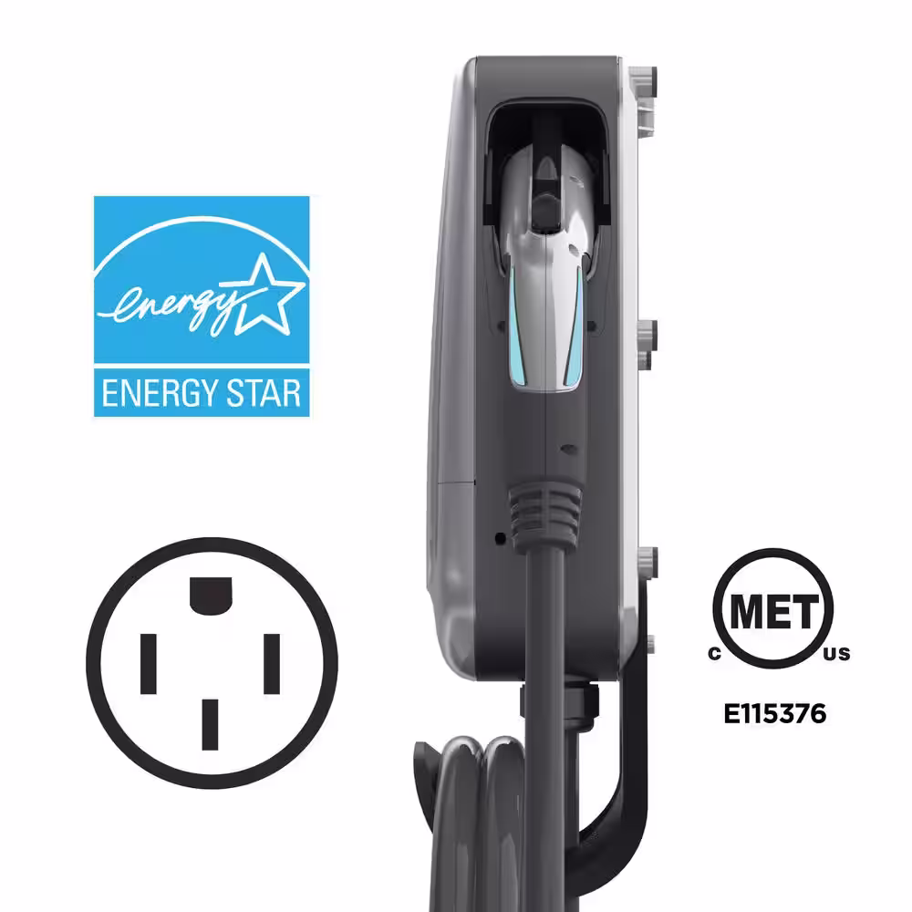 Schumacher Electric EV Level 2 with NEMA 14-50 plug, 40-Amp 240-Volt EV Wall Charger, Wi-Fi/Bluetooth, 25-Foot Charging Cable