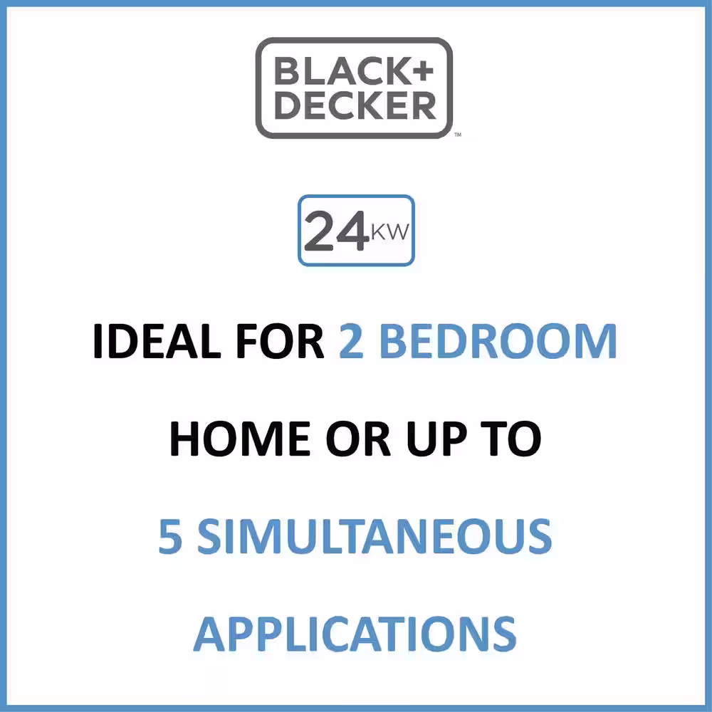 BLACK+DECKER 24 kW 4.65 GPM Residential Electric Tankless Water Heater, Ideal for 2 Bedroom Home, Up to 5 Simultaneous Applications